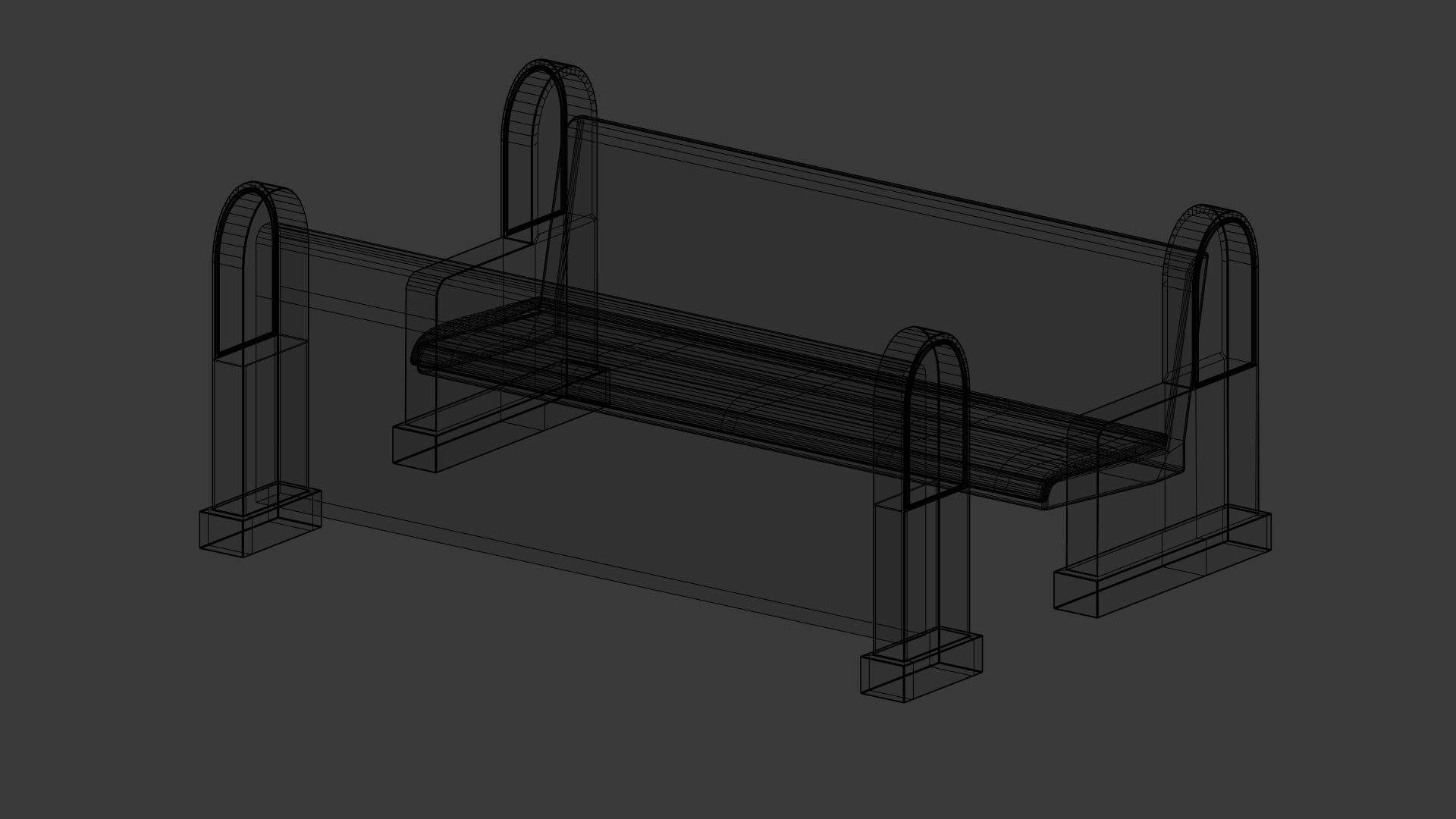 Church Pew Set Low-poly 3D model_10