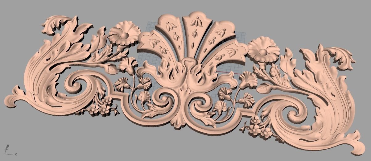 European style flower 3D relief STL Model for cnc engraving E079 3D model_1