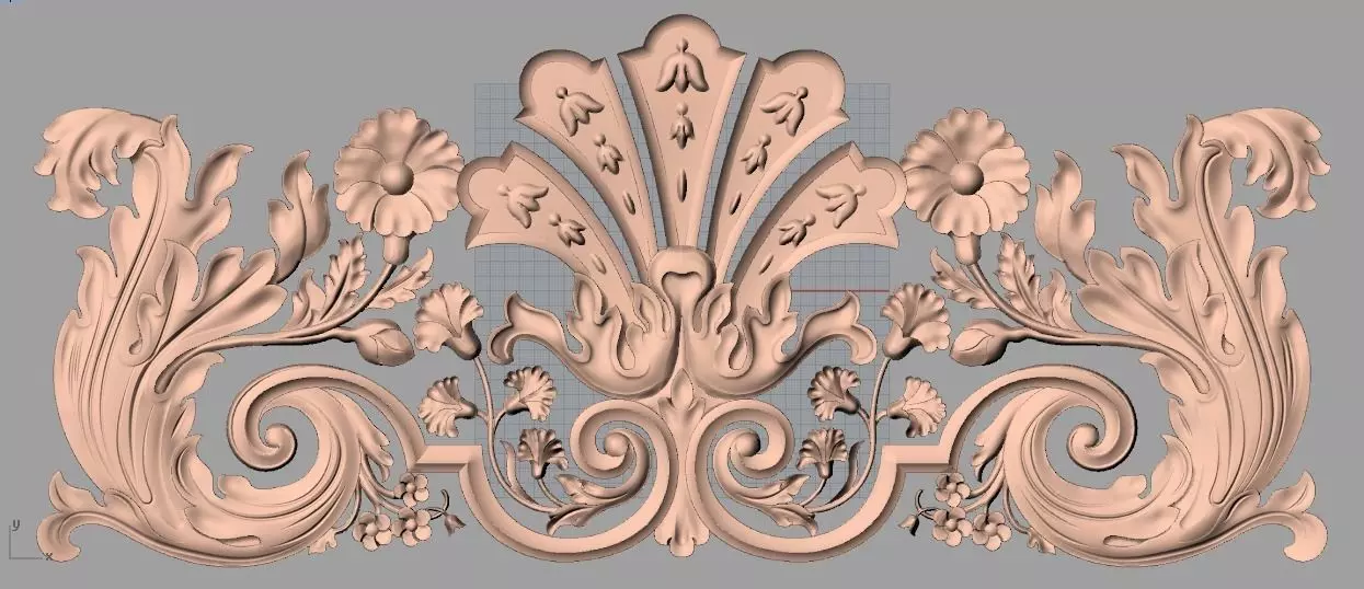 European style flower 3D relief STL Model for cnc engraving E079 3D model_0