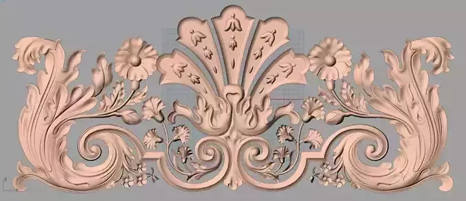 European style flower 3D relief STL Model for cnc engraving E079