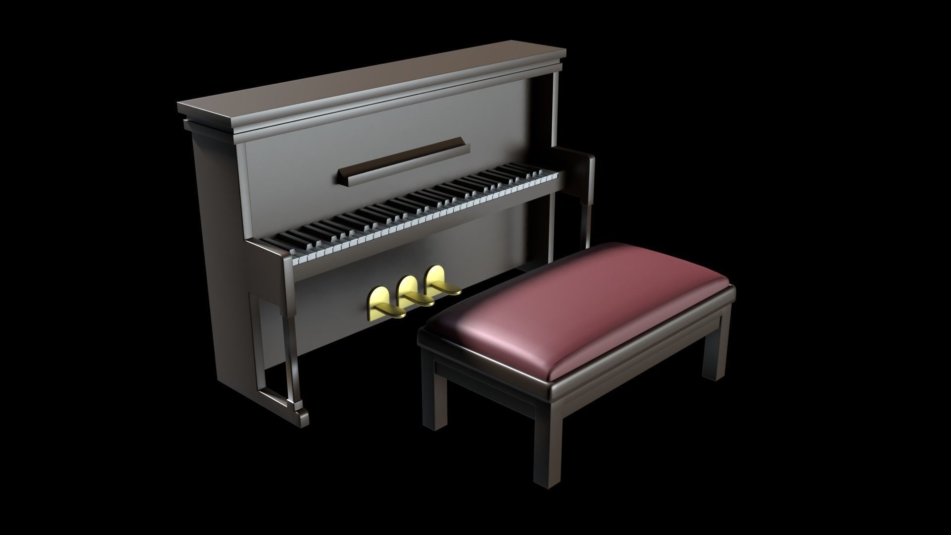 Church Piano Set Low-poly 3D model_2