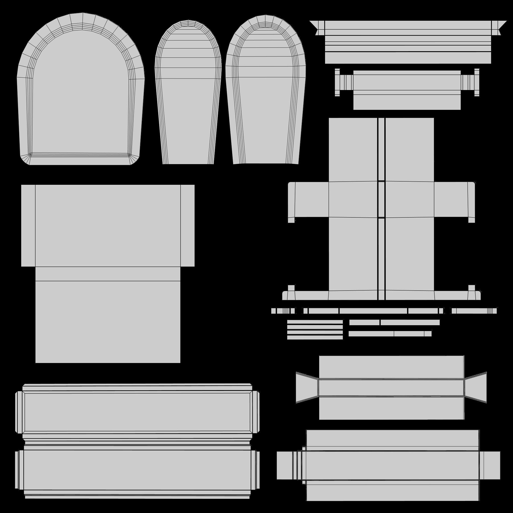 Church Piano Set Low-poly 3D model_19