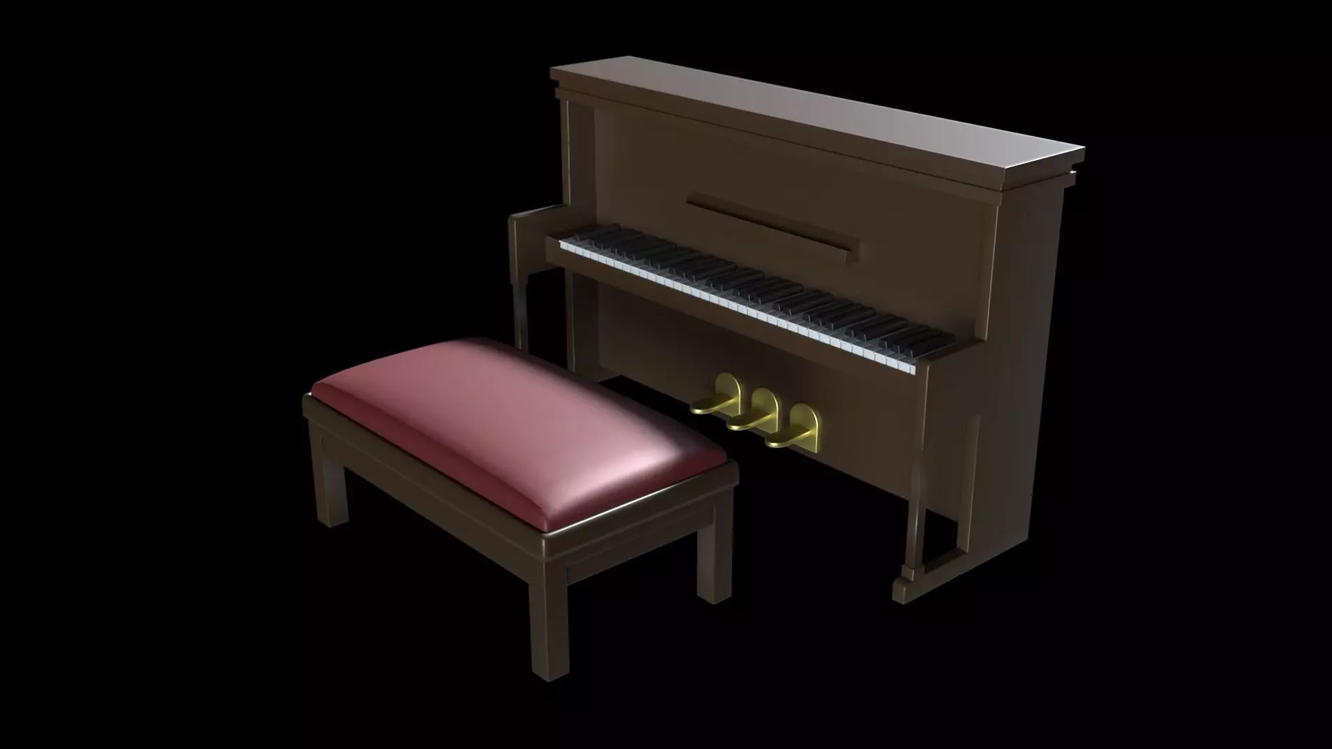 Church Piano Set Low-poly 3D model_0