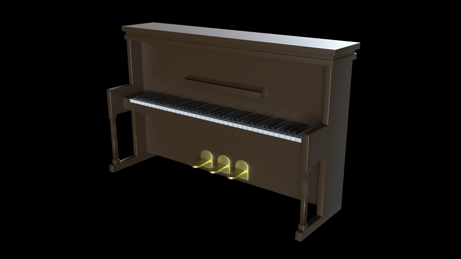 Church Piano Set Low-poly 3D model_3
