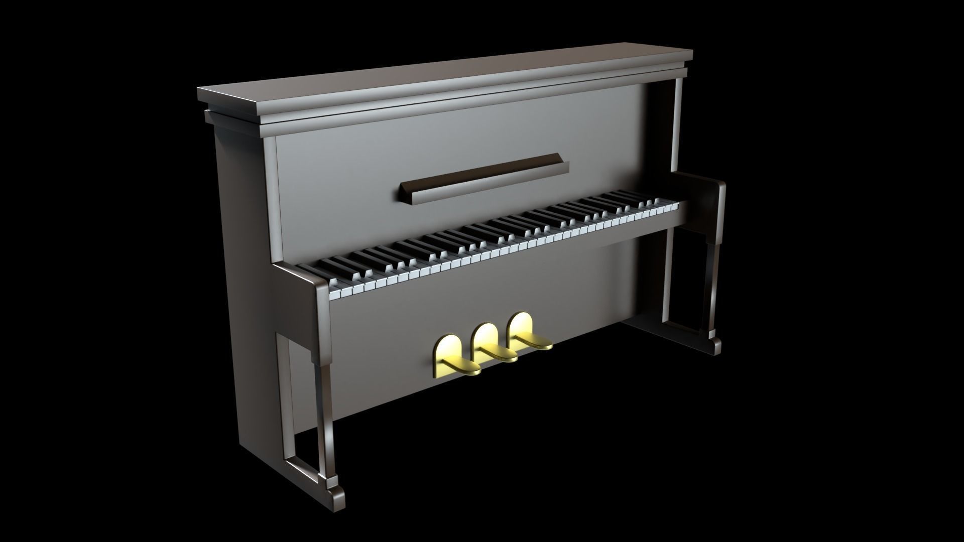 Church Piano Set Low-poly 3D model_5