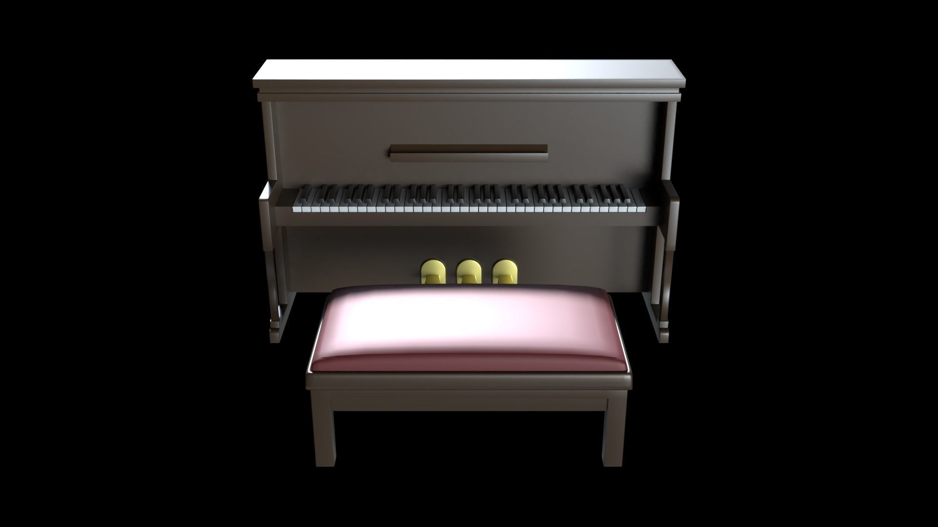 Church Piano Set Low-poly 3D model_9