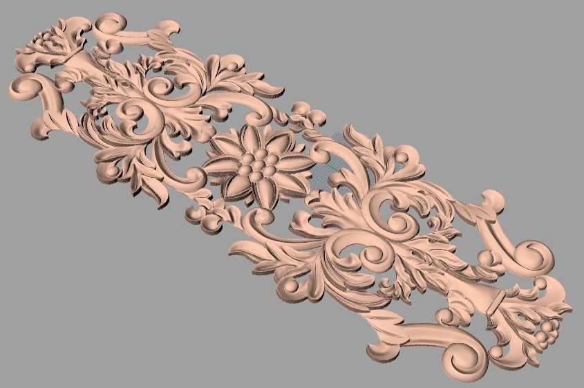 European style flower 3D relief STL Model for cnc engraving E081 3D model_1