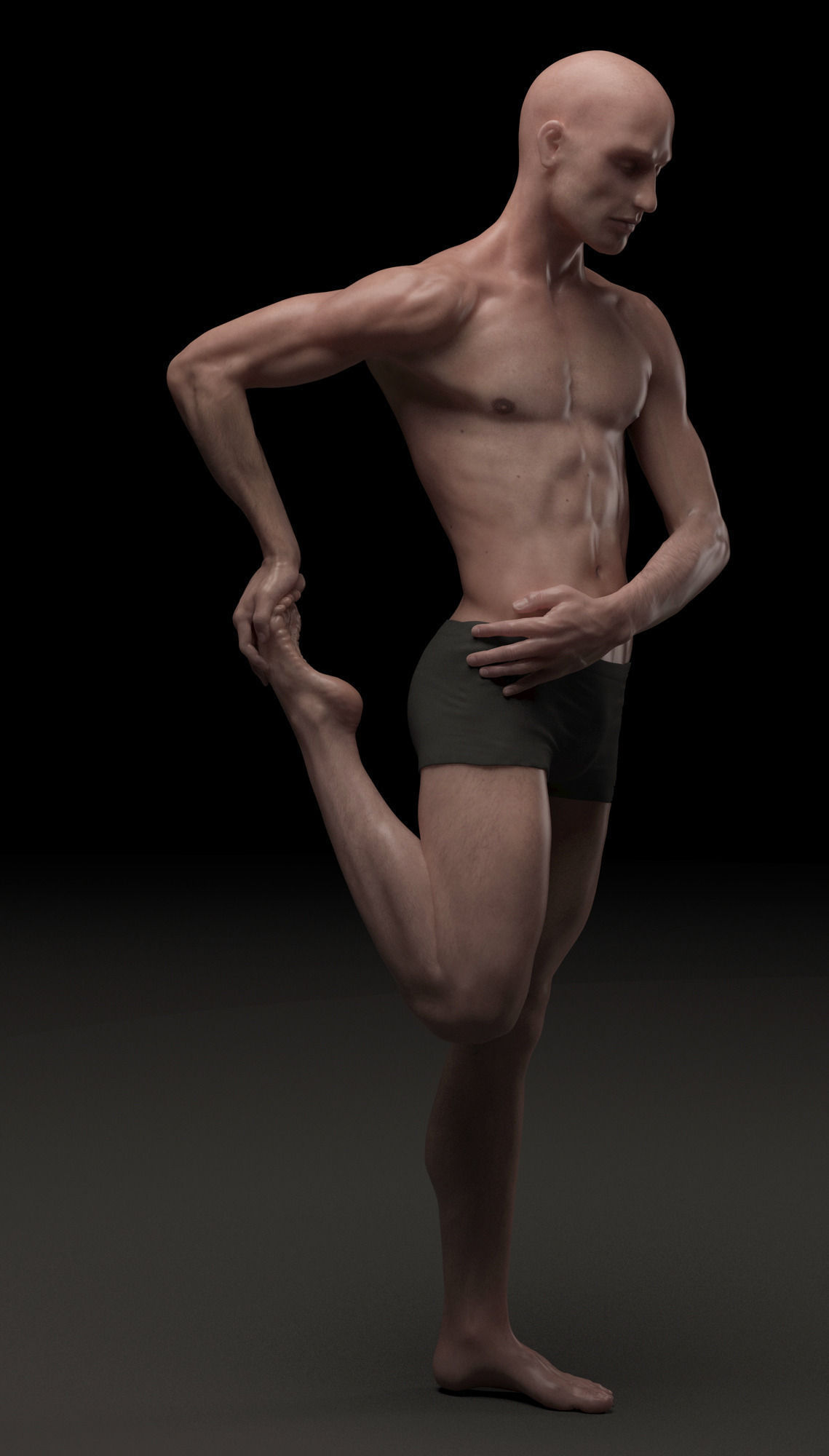 Hyper realistic Human Male Ballet Dancer Stretching 3D model_1