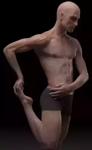Hyper realistic Human Male Ballet Dancer Stretching 3D model