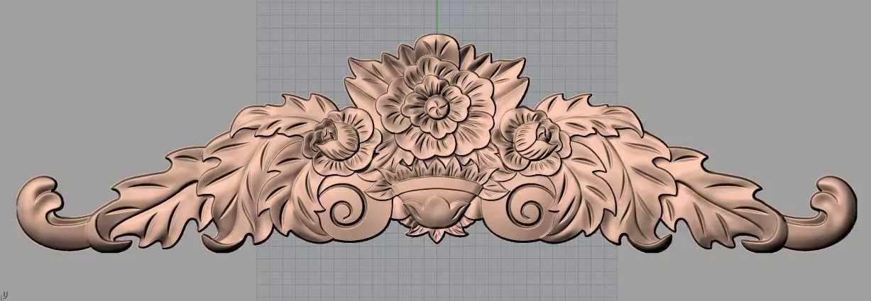 European style flower 3D relief STL Model for cnc engraving E088 3D model