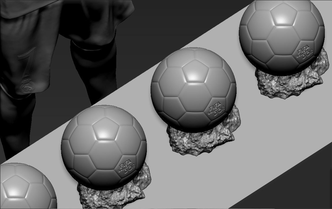 Cristiano Ronaldo with Throphies for 3D printing 3D print model_20