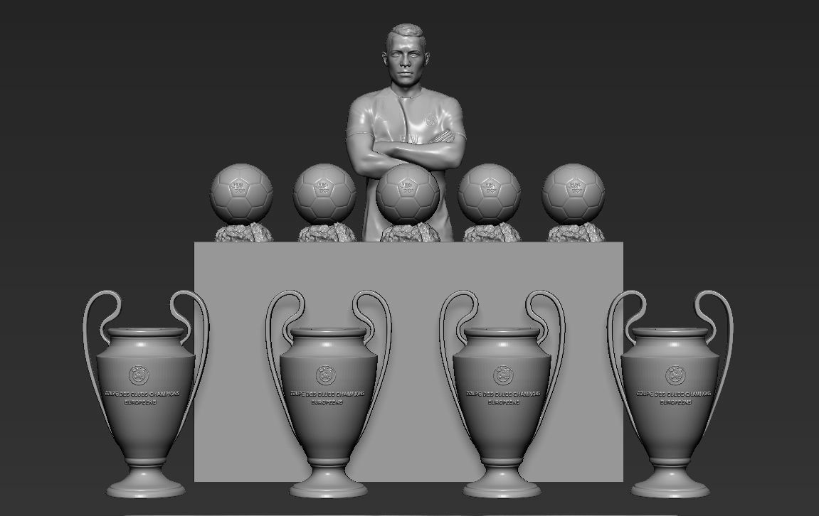 Cristiano Ronaldo with Throphies for 3D printing 3D print model_2
