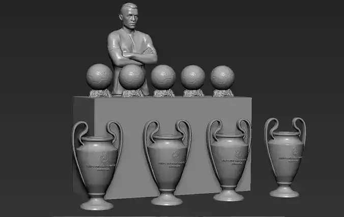 Cristiano Ronaldo with Throphies for 3D printing 3D print model
