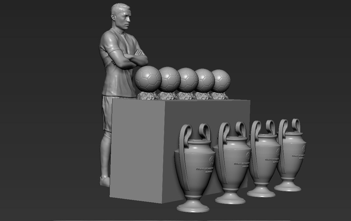 Cristiano Ronaldo with Throphies for 3D printing 3D print model_1