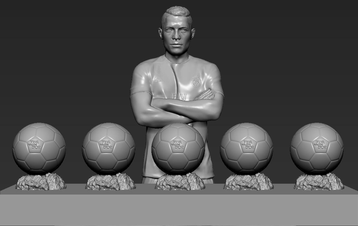 Cristiano Ronaldo with Throphies for 3D printing 3D print model_5