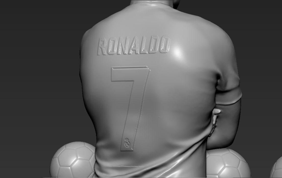 Cristiano Ronaldo with Throphies for 3D printing 3D print model_11