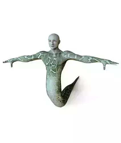 3D Naga mermaid statue Low-poly 3D model