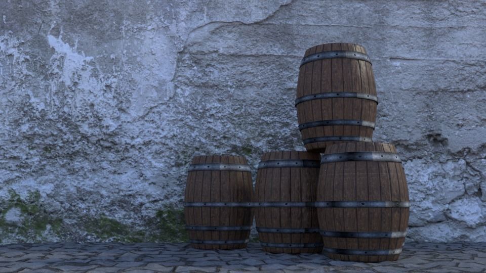 Low Poly Wooden Barrel for game Low-poly 3D model_2