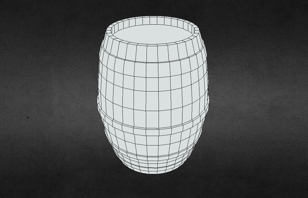 Low Poly Wooden Barrel for game Low-poly 3D model_4
