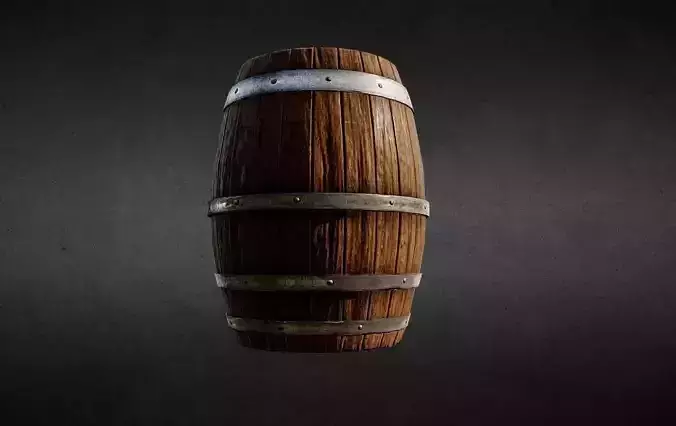 Low Poly Wooden Barrel for game Low-poly 3D model