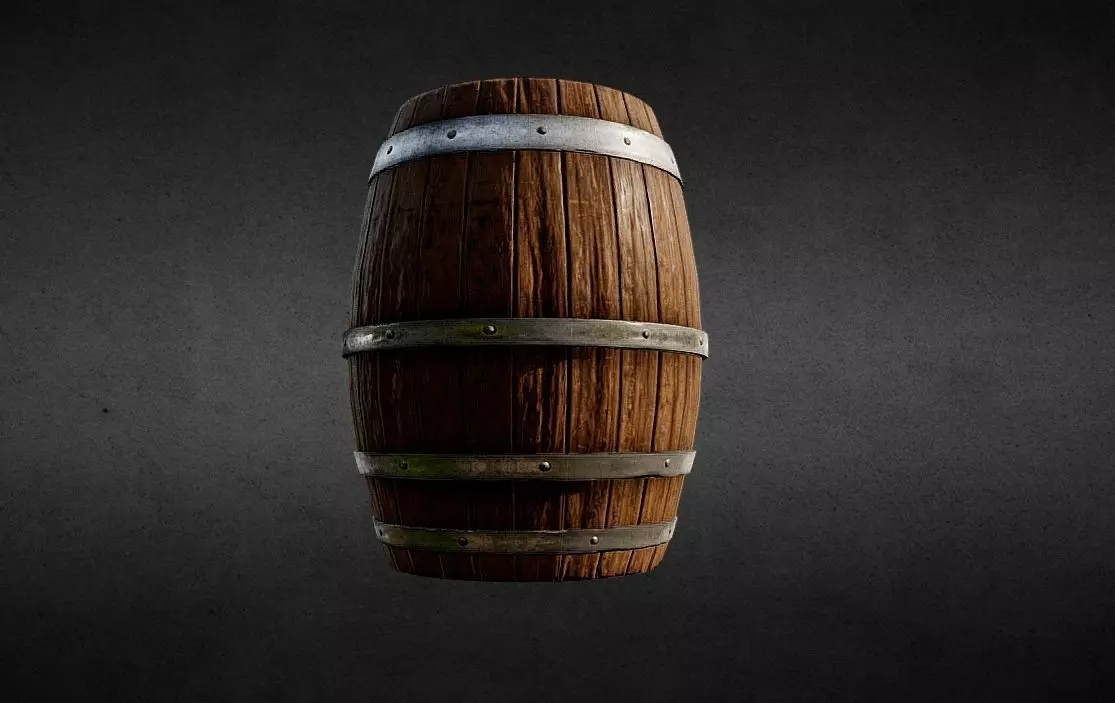 Low Poly Wooden Barrel for game Low-poly 3D model_0