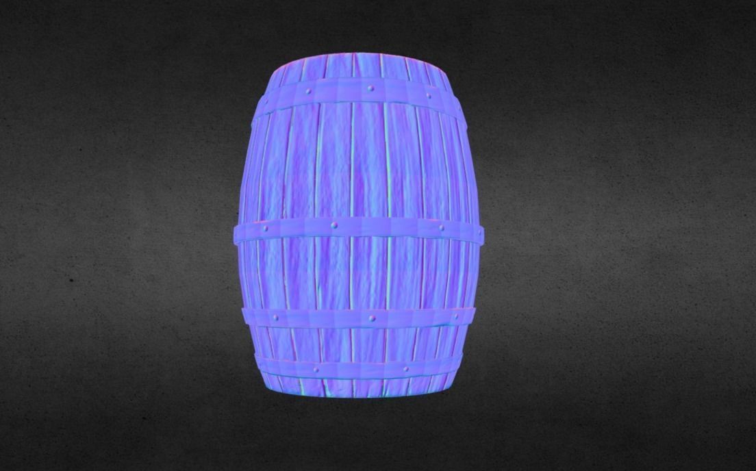 Low Poly Wooden Barrel for game Low-poly 3D model_5