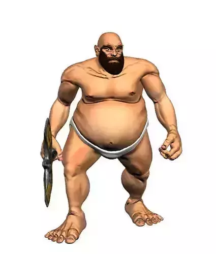 3D Nain bearded man holding sword