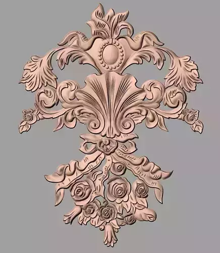 European style flower 3D relief STL Model for cnc engraving E097