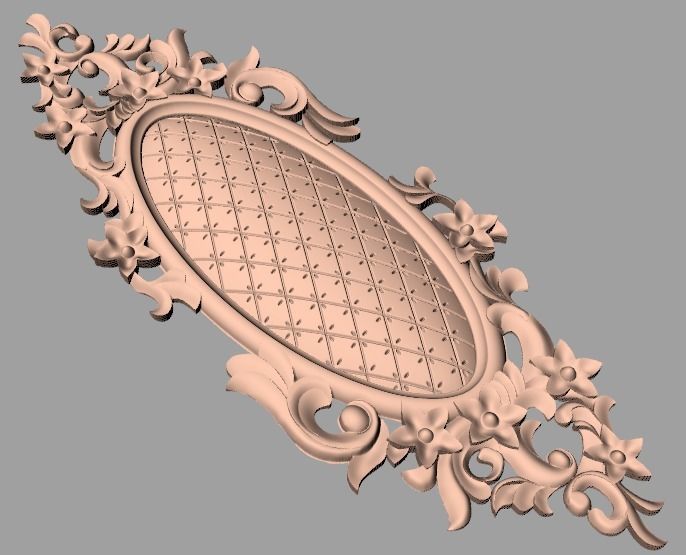 European style flower 3D relief STL Model for cnc engraving E098 3D model_1