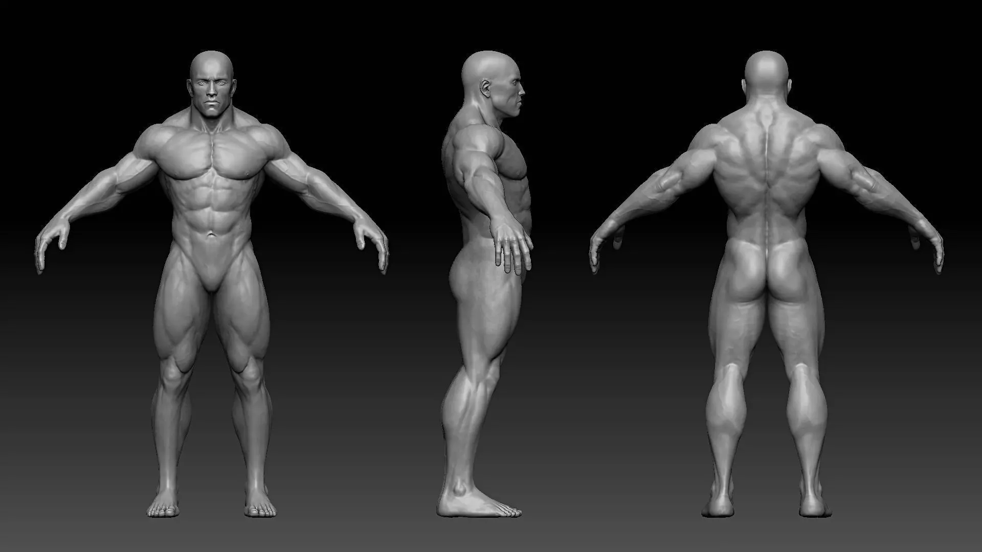 Muscular male body Low-poly 3D model_0