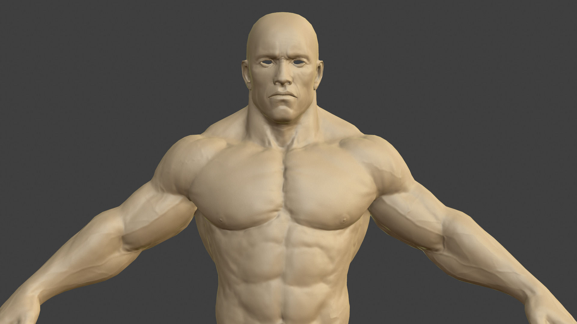 Muscular male body Low-poly 3D model_5