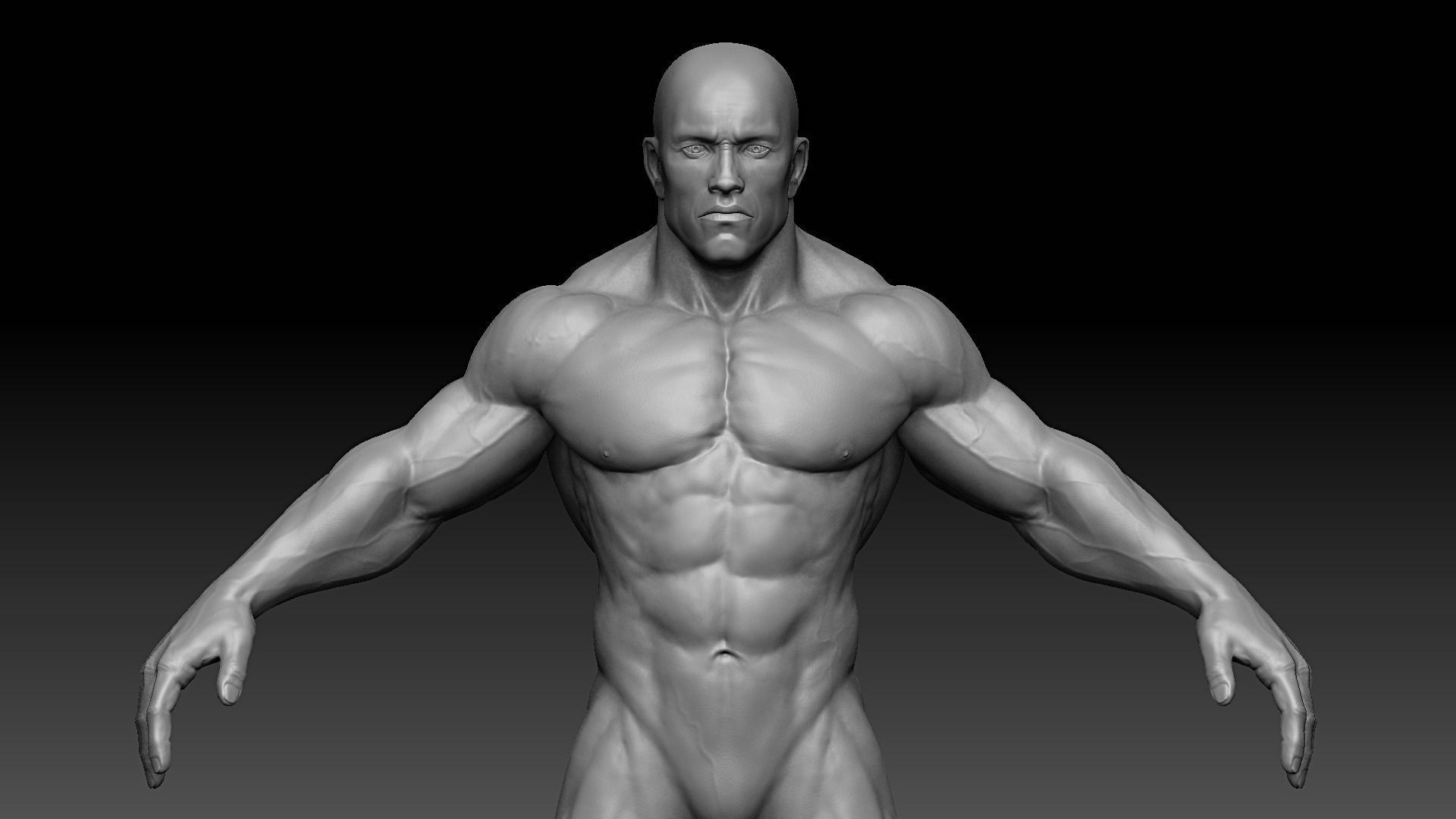 Muscular male body Low-poly 3D model_1
