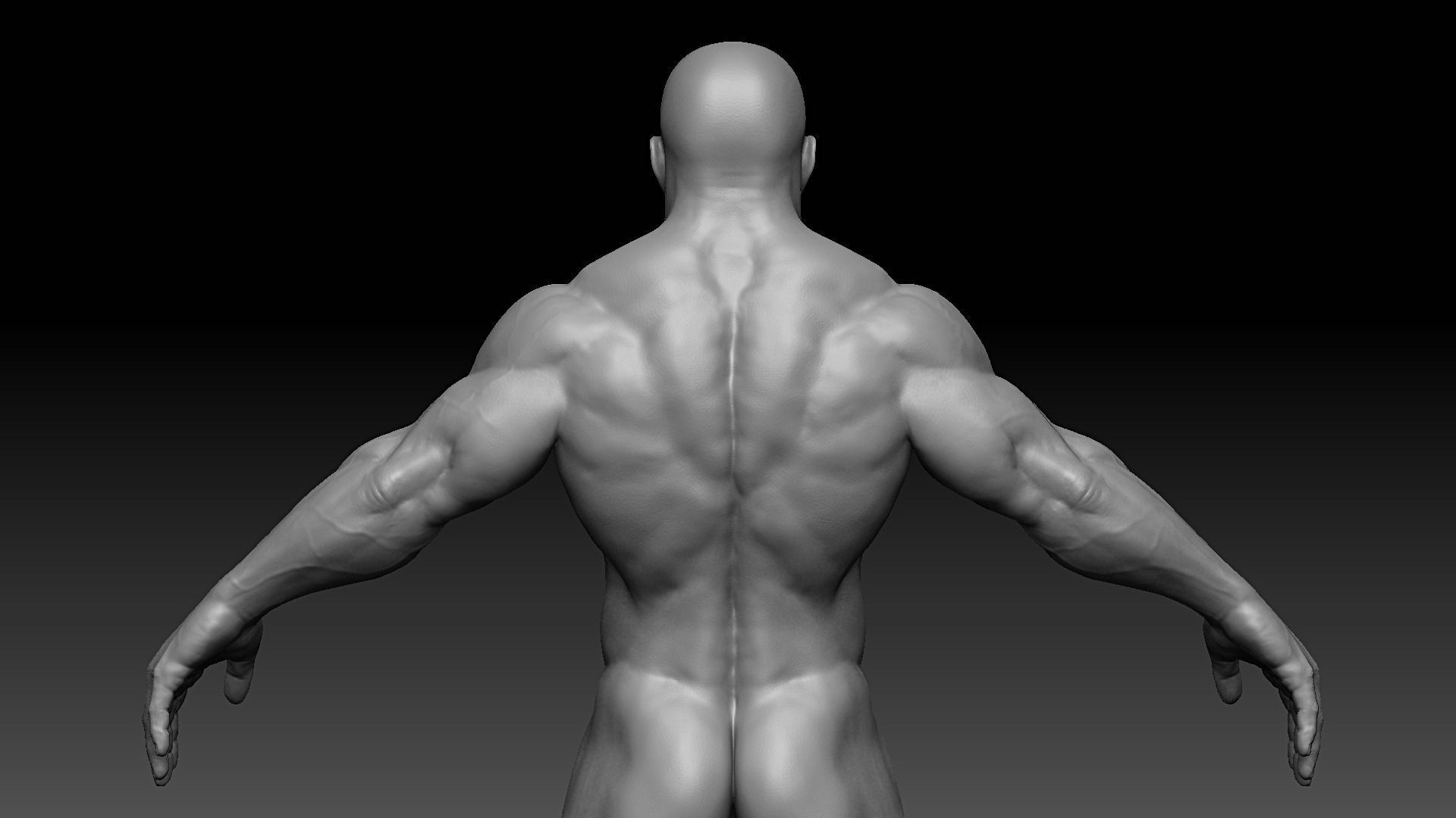 Muscular male body Low-poly 3D model_2