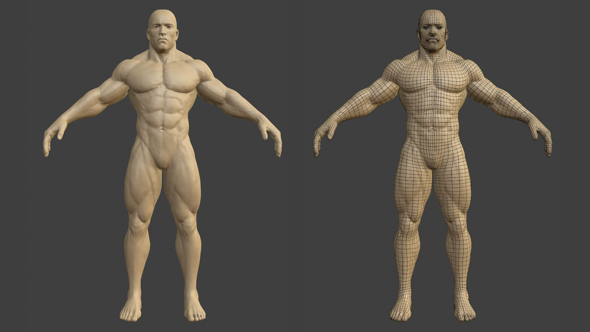 Muscular male body Low-poly 3D model_7