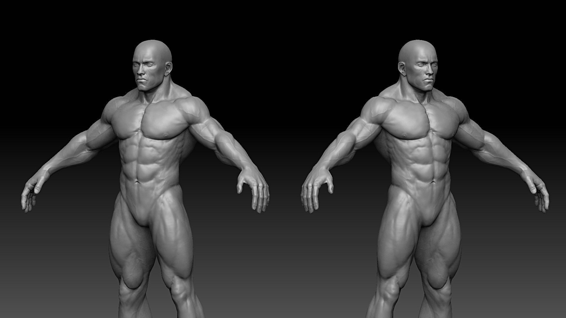 Muscular male body Low-poly 3D model_4