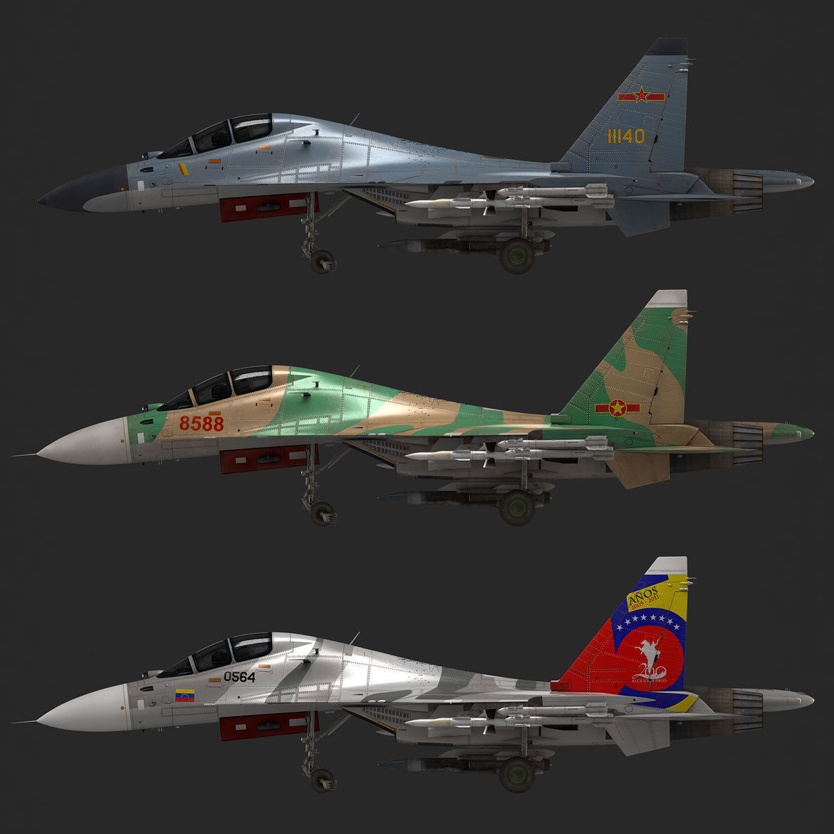 Su-30M2 russian air force fighter jet 3D model_17