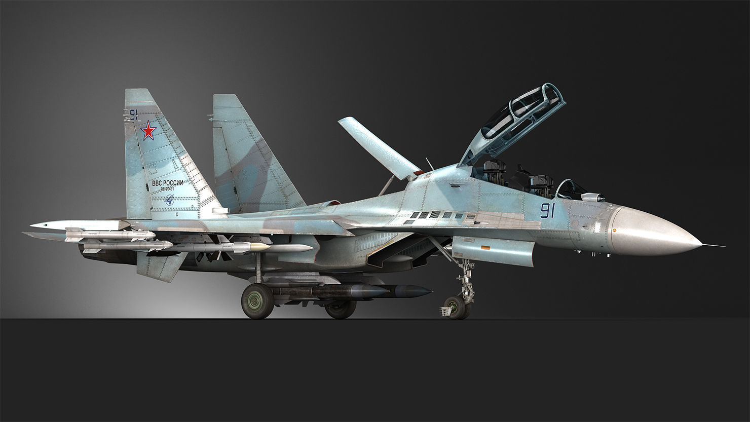 Su-30M2 russian air force fighter jet 3D model_4