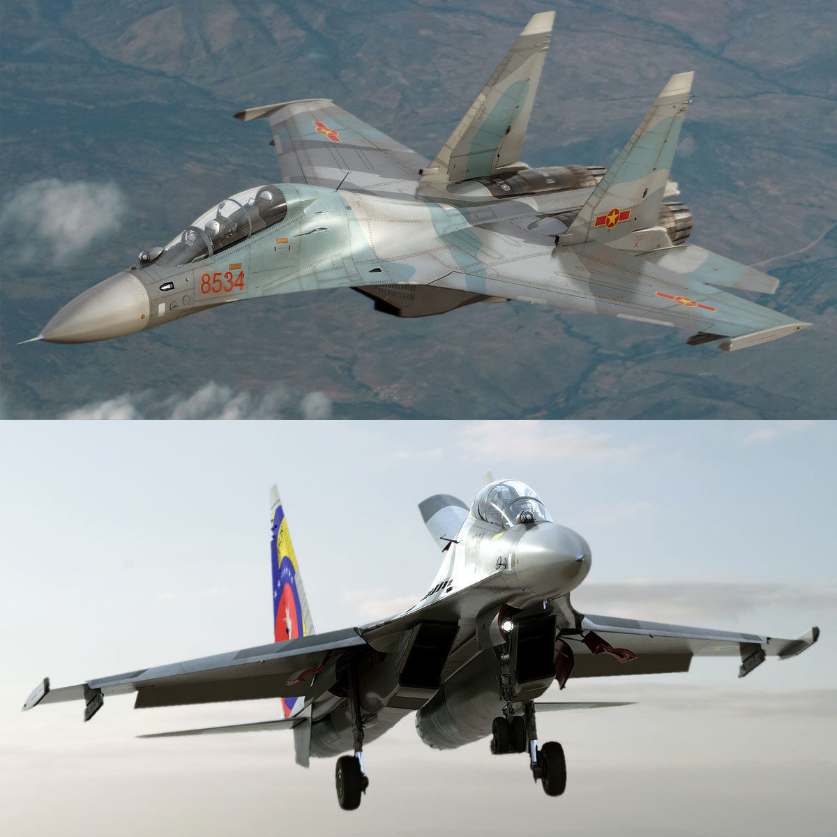 Su-30M2 russian air force fighter jet 3D model_2