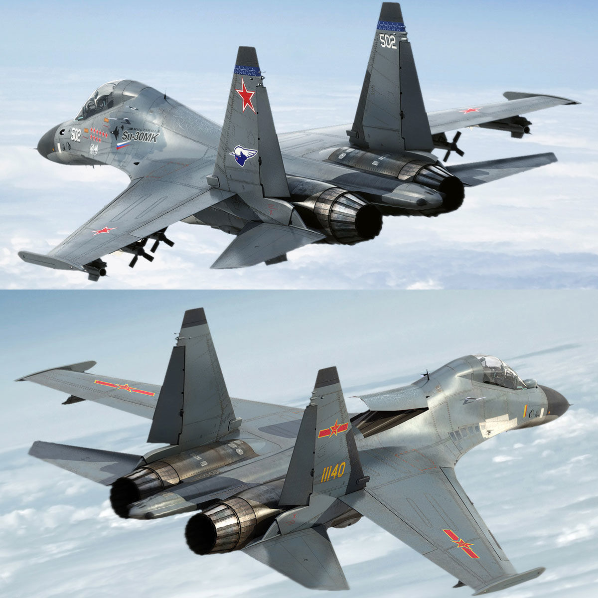 Su-30M2 russian air force fighter jet 3D model_1