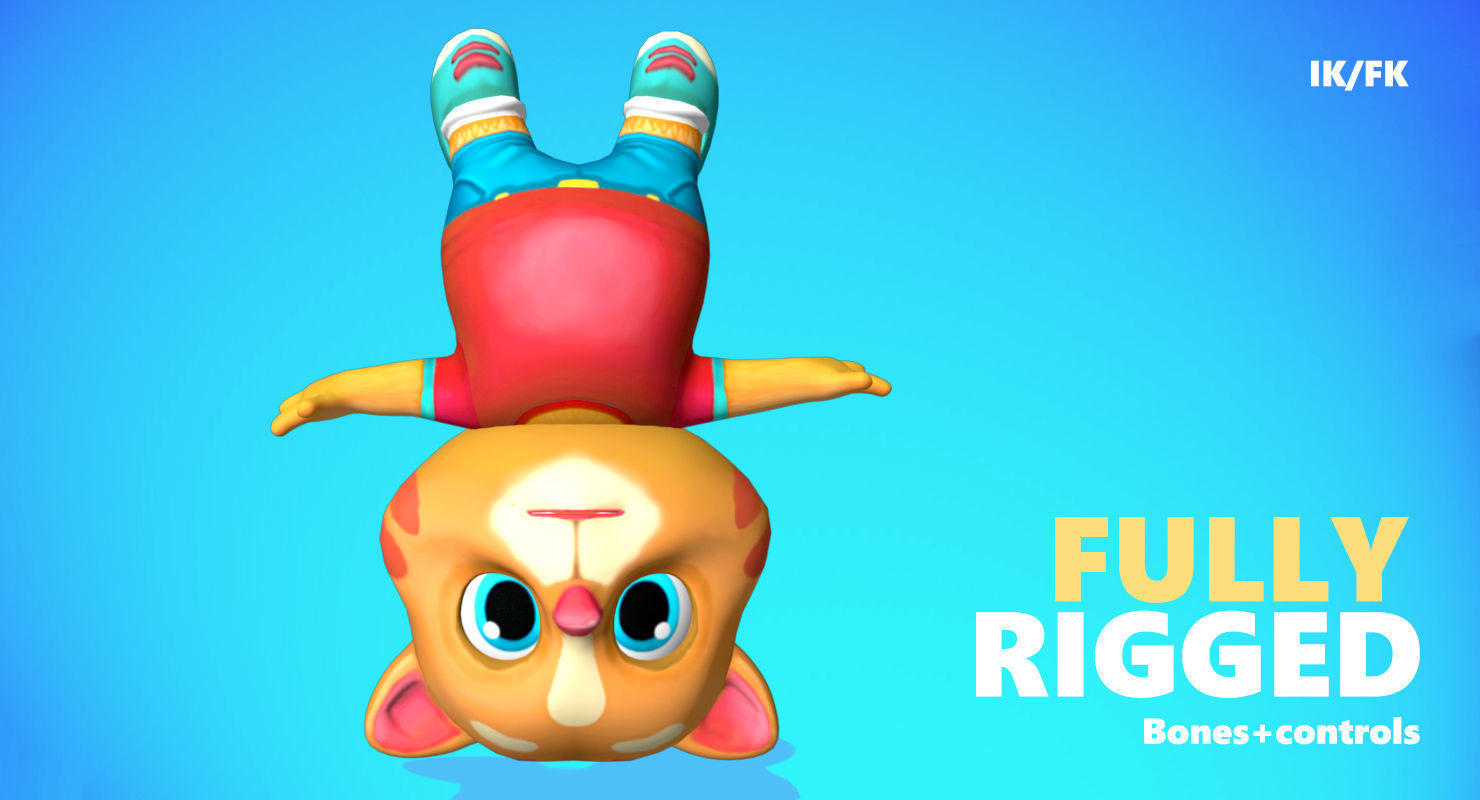 Cat Low poly Animated Rigged Low-poly 3D model_2