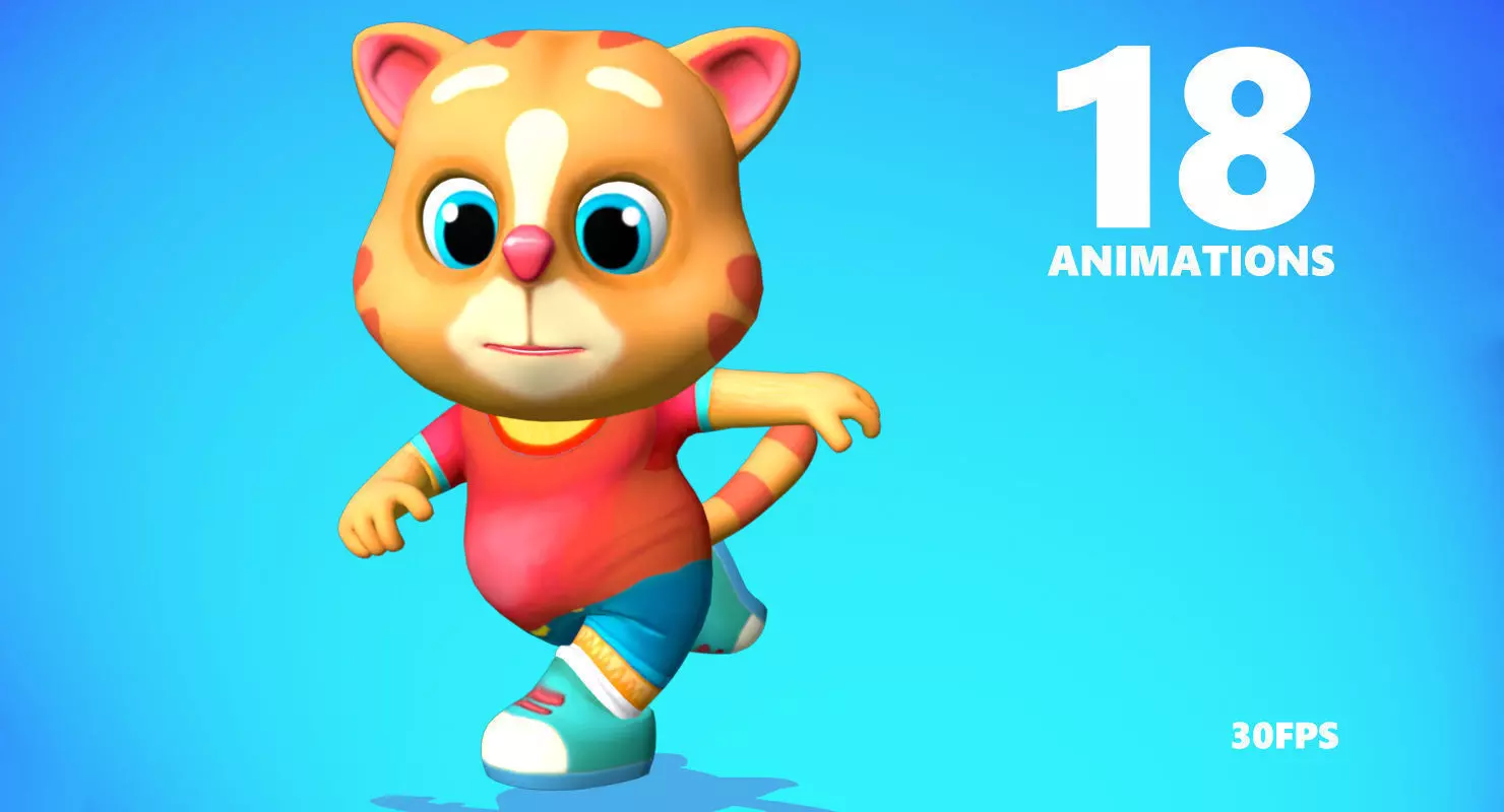 Cat Low poly Animated Rigged Low-poly 3D model_0