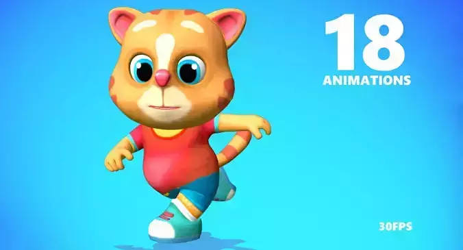 Cat Low poly Animated Rigged Low-poly 3D model