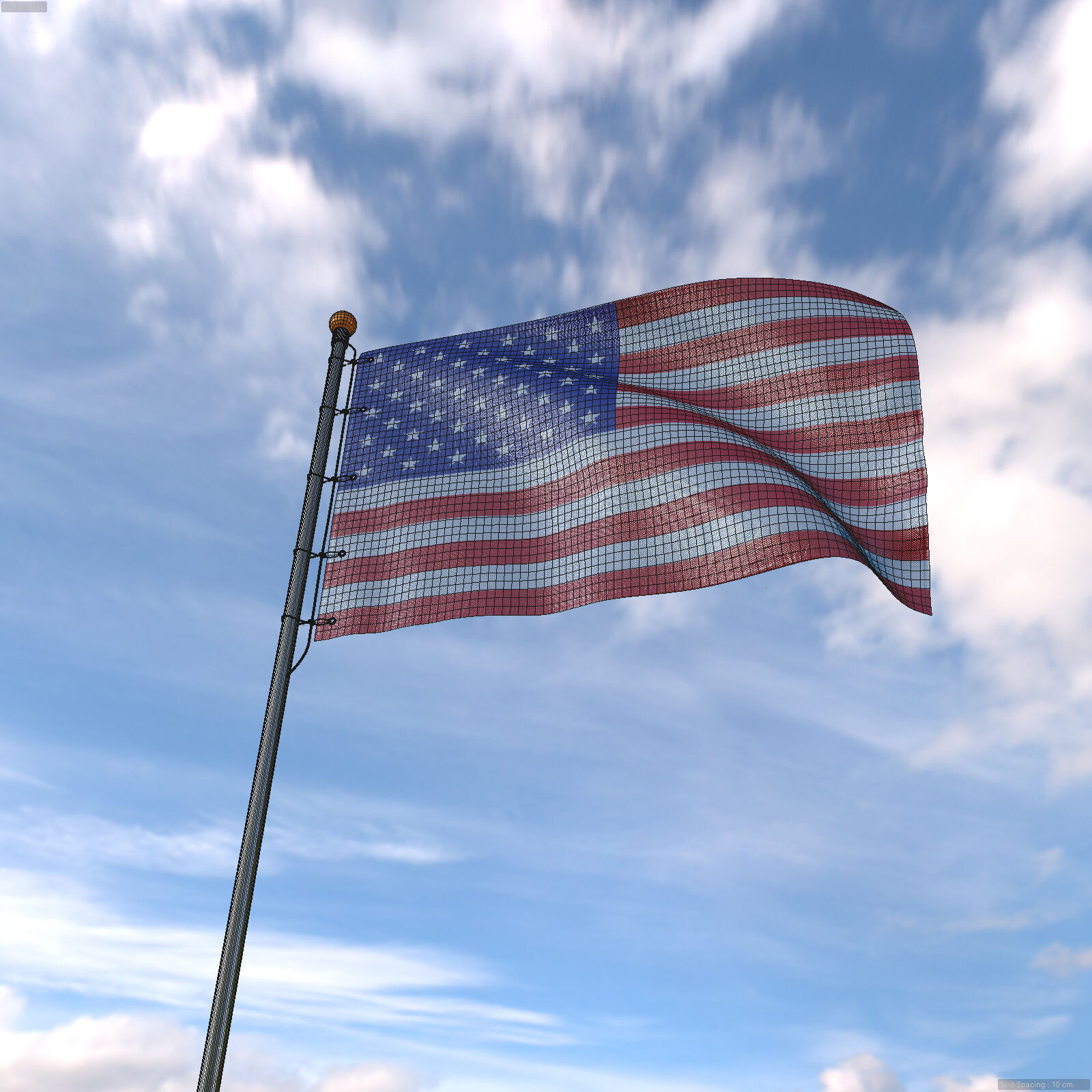 Flag USA animated loop 3D model_6