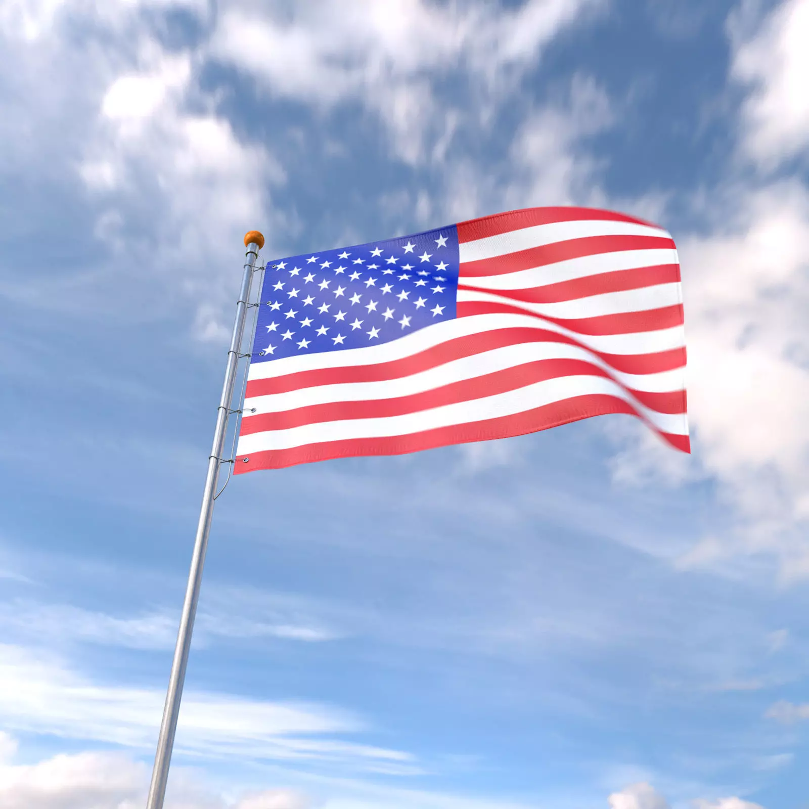 Flag USA animated loop 3D model_0