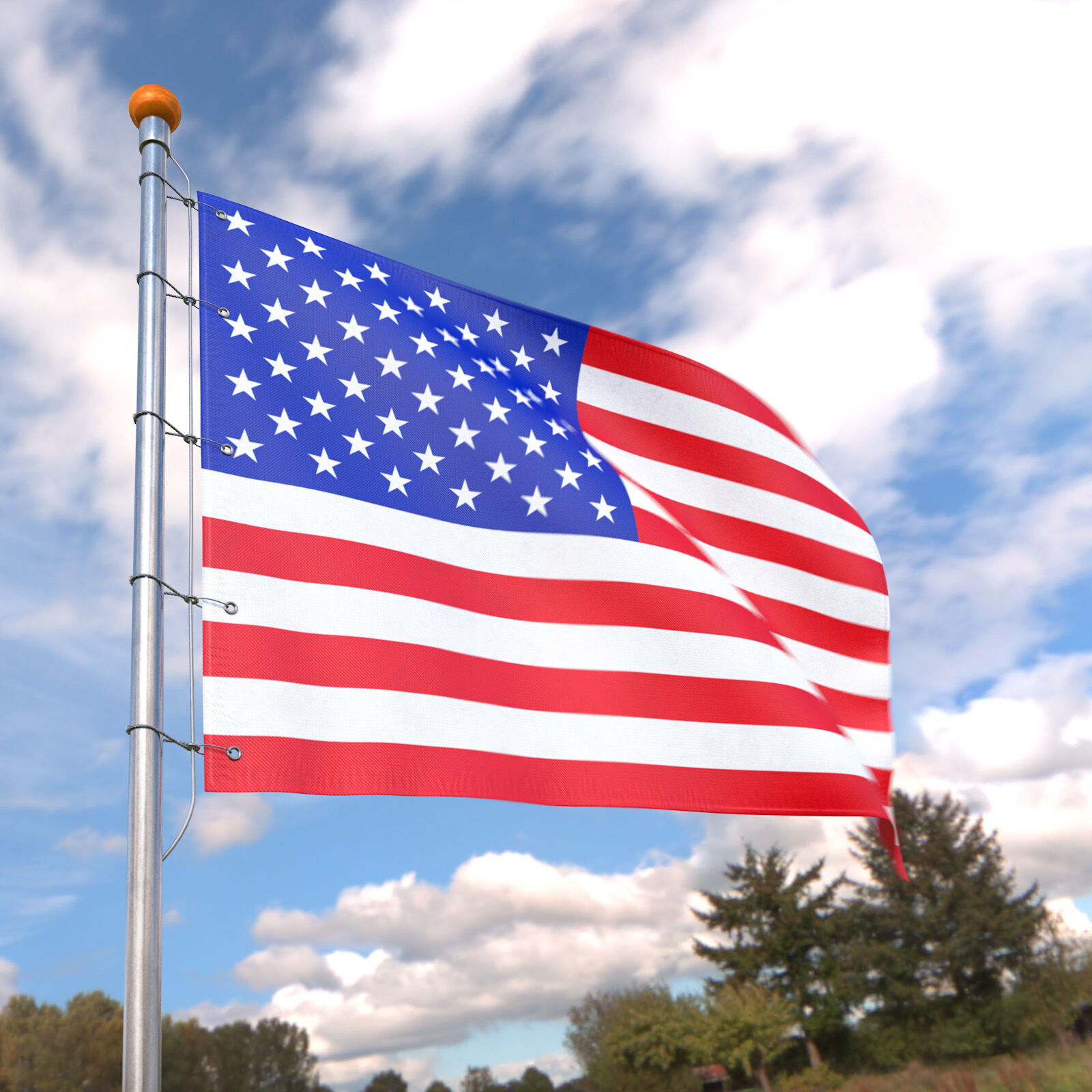Flag USA animated loop 3D model_4