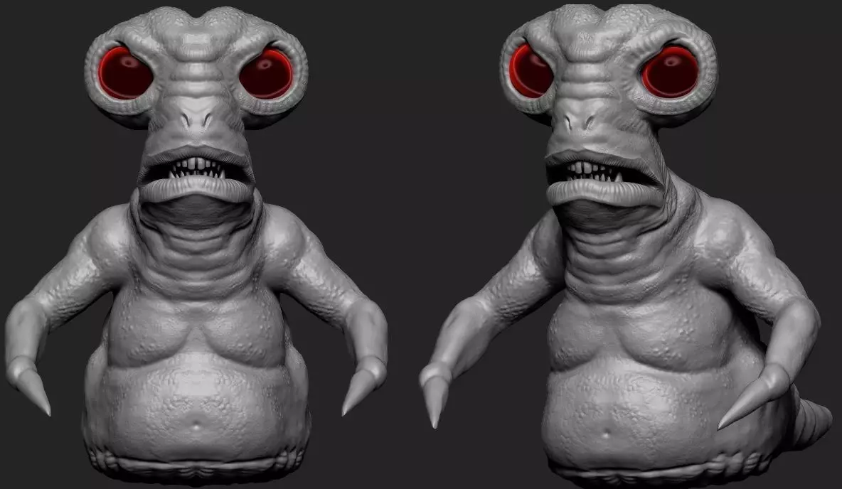 Slugman two creature with eyes Low-poly 3D model