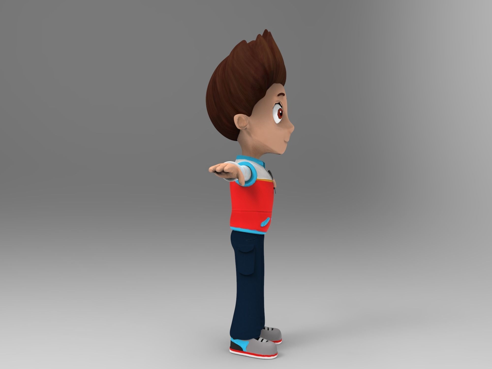 cartoon man Low-poly 3D model_6
