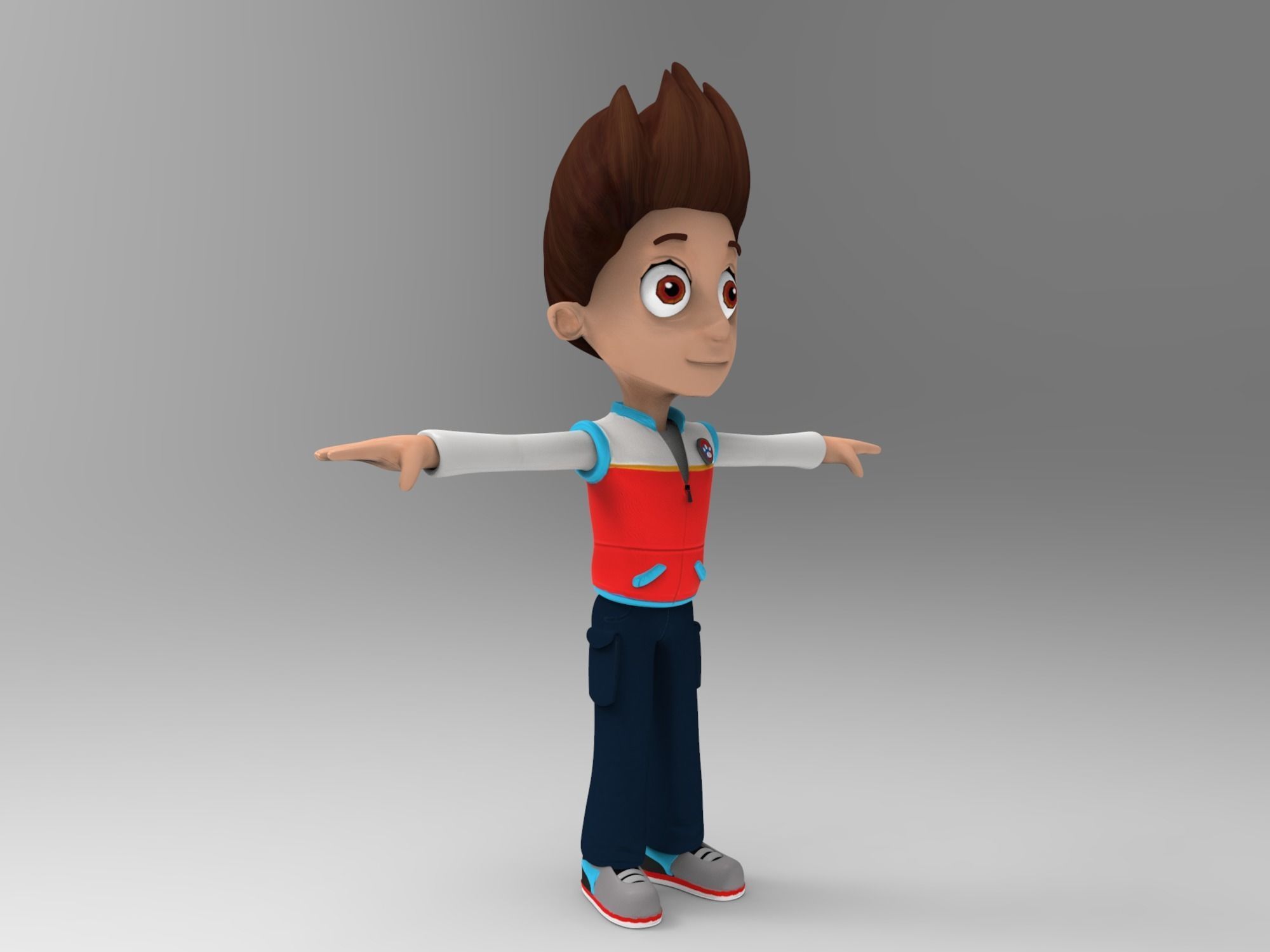 cartoon man Low-poly 3D model_7