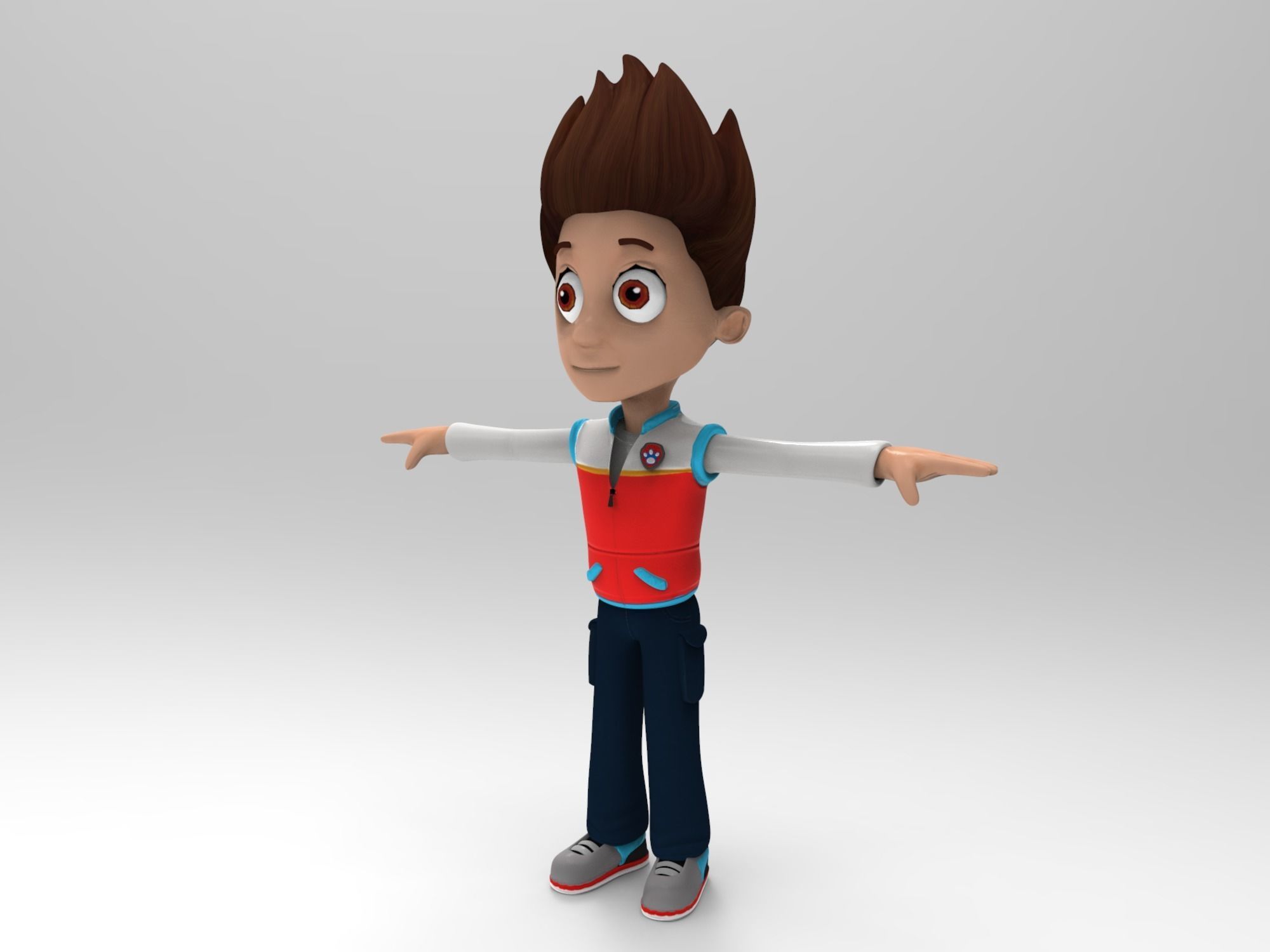cartoon man Low-poly 3D model_1