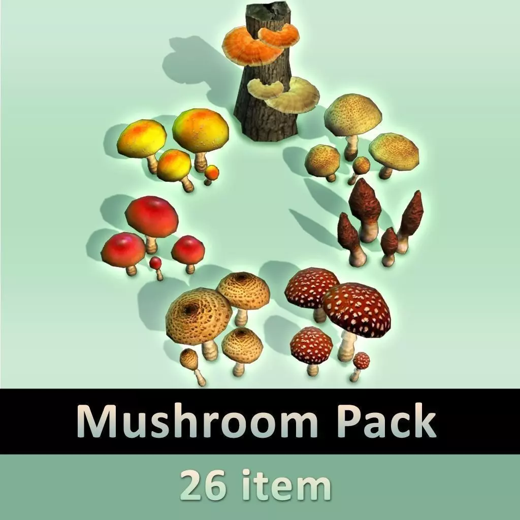 MushroomPack mushroom pack Low-poly 3D model_0